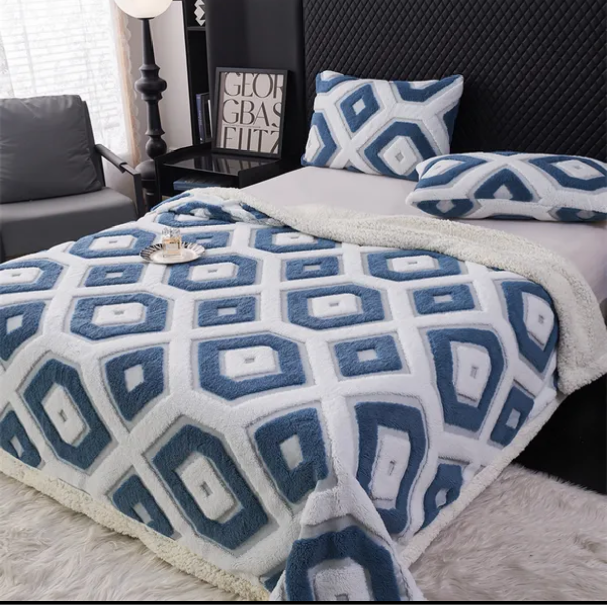 Plaid en laine d'agneau double face, jacquard Tafu épais, couverture chaude