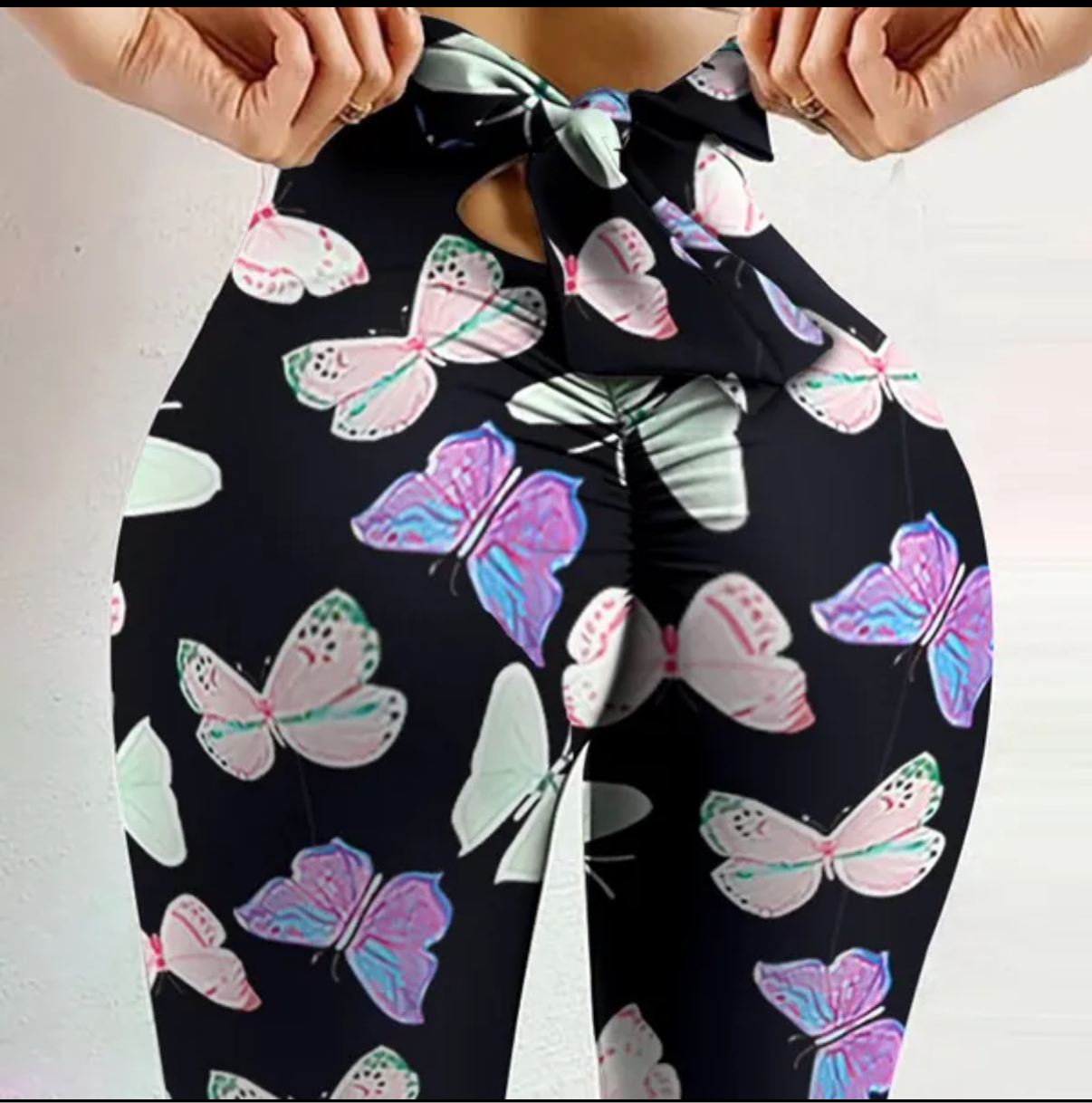 Lega de yoga à imprimé papillon pour femmes de taille plus avec support de hanche imprimé léopard