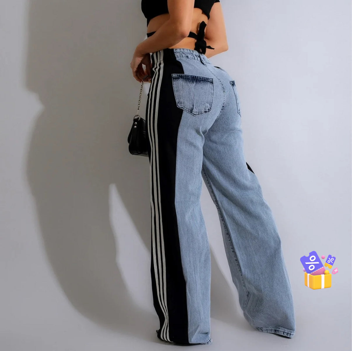 Vente Fashion Jeans larges rayés Nouveaux pantalons