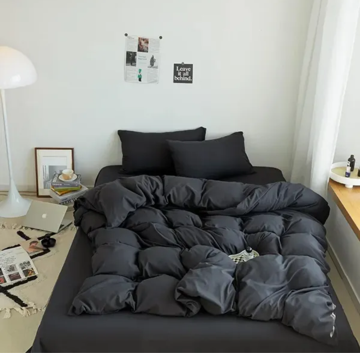 Ensemble de literie Queen King Size Home Textile Couleur solide Couche de couette