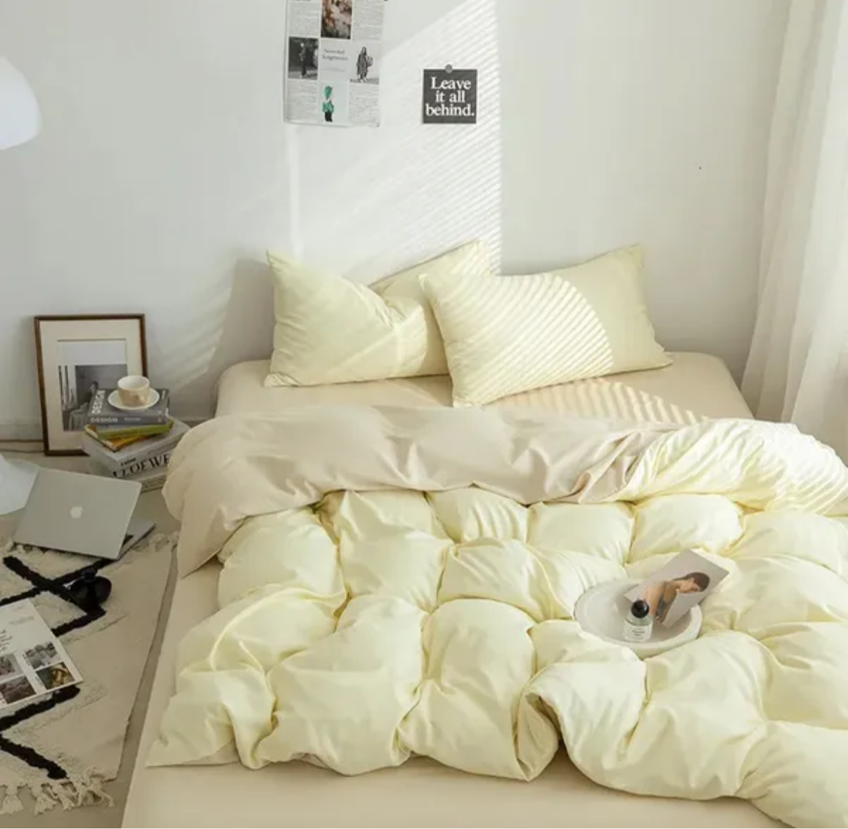 Ensemble de literie Queen King Size Home Textile Couleur solide Couche de couette