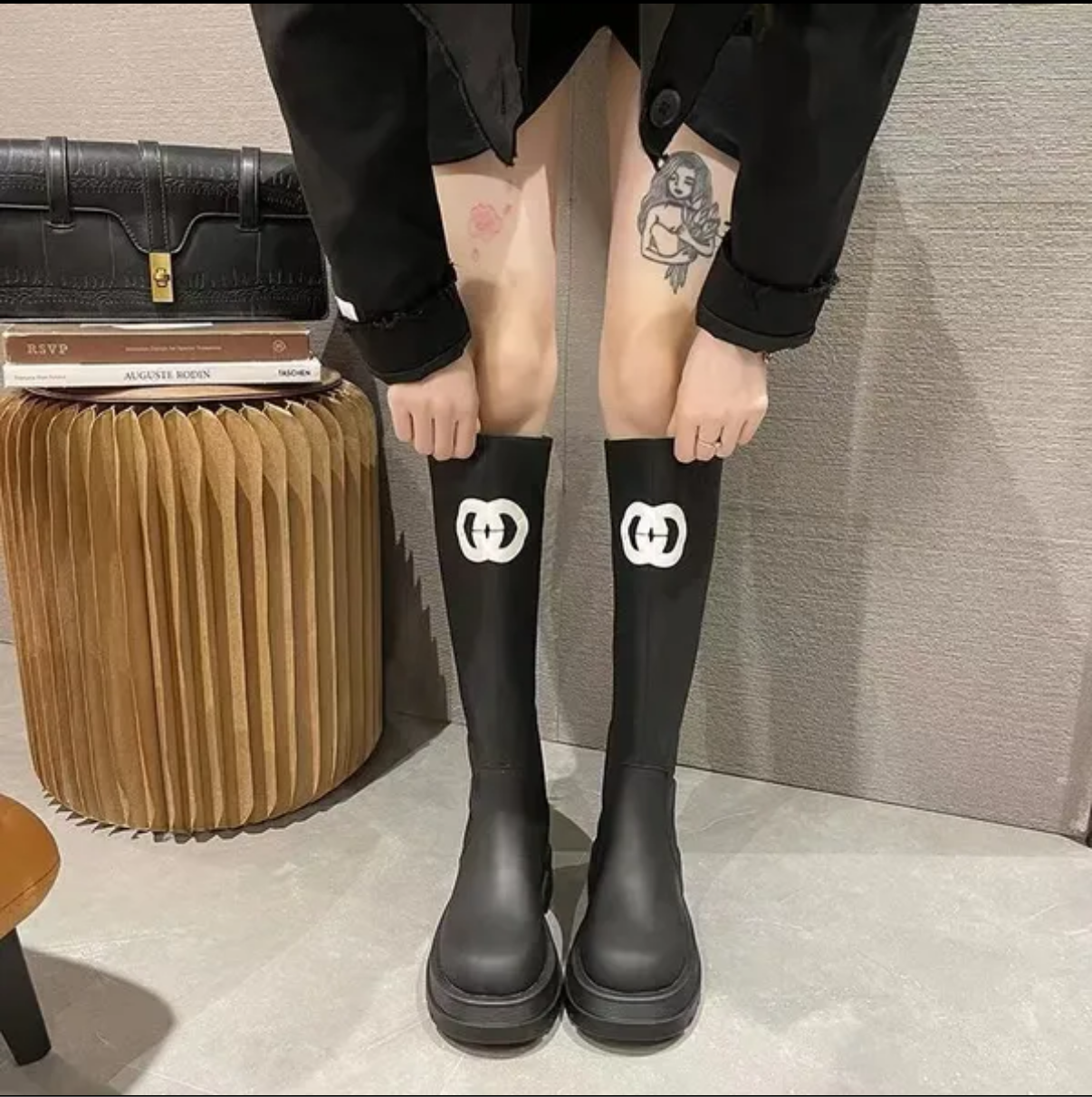 des bottes de pluie féminine talon épais semelle épaisse