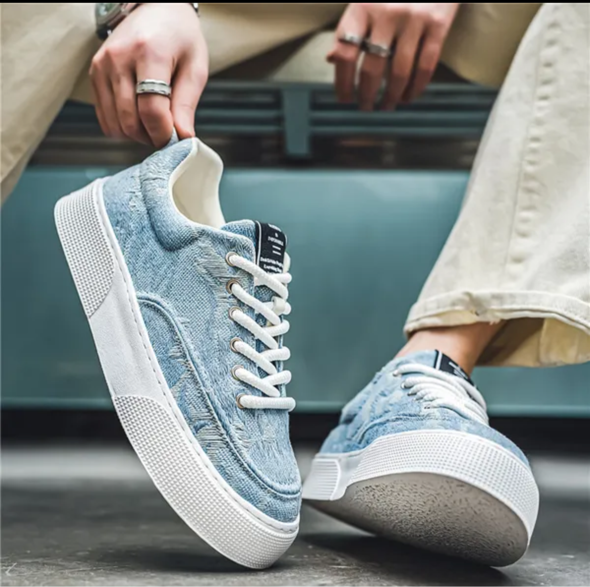 Chaussures de mode homme grande taille en toile à semelle épaisse imprimée tendance