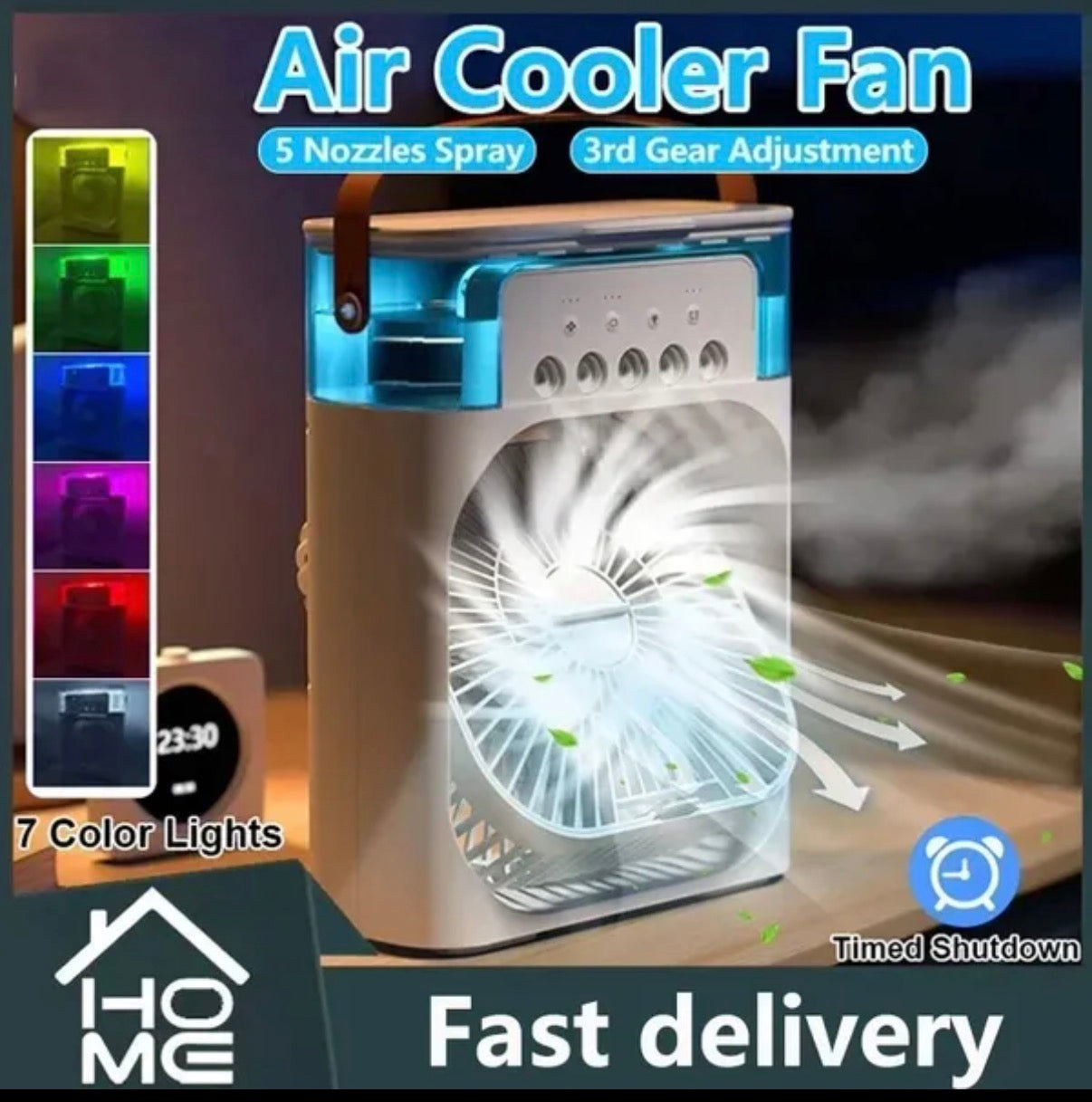 3 en 1 nouveau ventilateur climatiseur ménage petit refroidisseur d'air LED veilleuse Portable humidificateur d’air