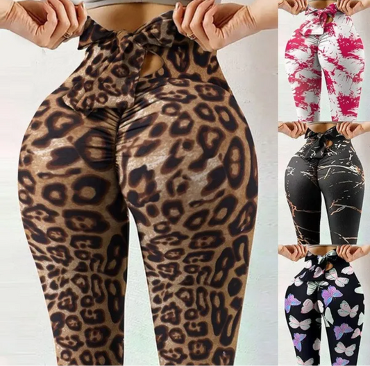 Lega de yoga à imprimé papillon pour femmes de taille plus avec support de hanche imprimé léopard