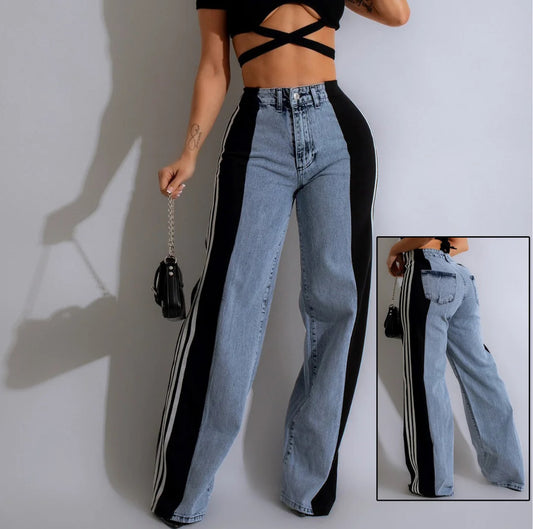Vente Fashion Jeans larges rayés Nouveaux pantalons