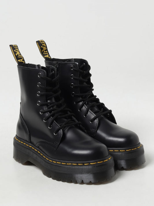 Bottines plateforme noires à lacets contrastés, style audacieux et tendance