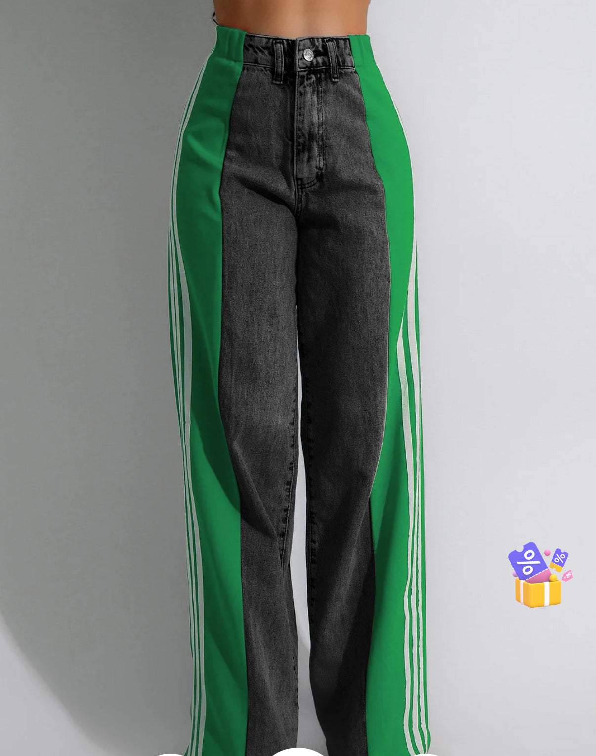 Vente Fashion Jeans larges rayés Nouveaux pantalons