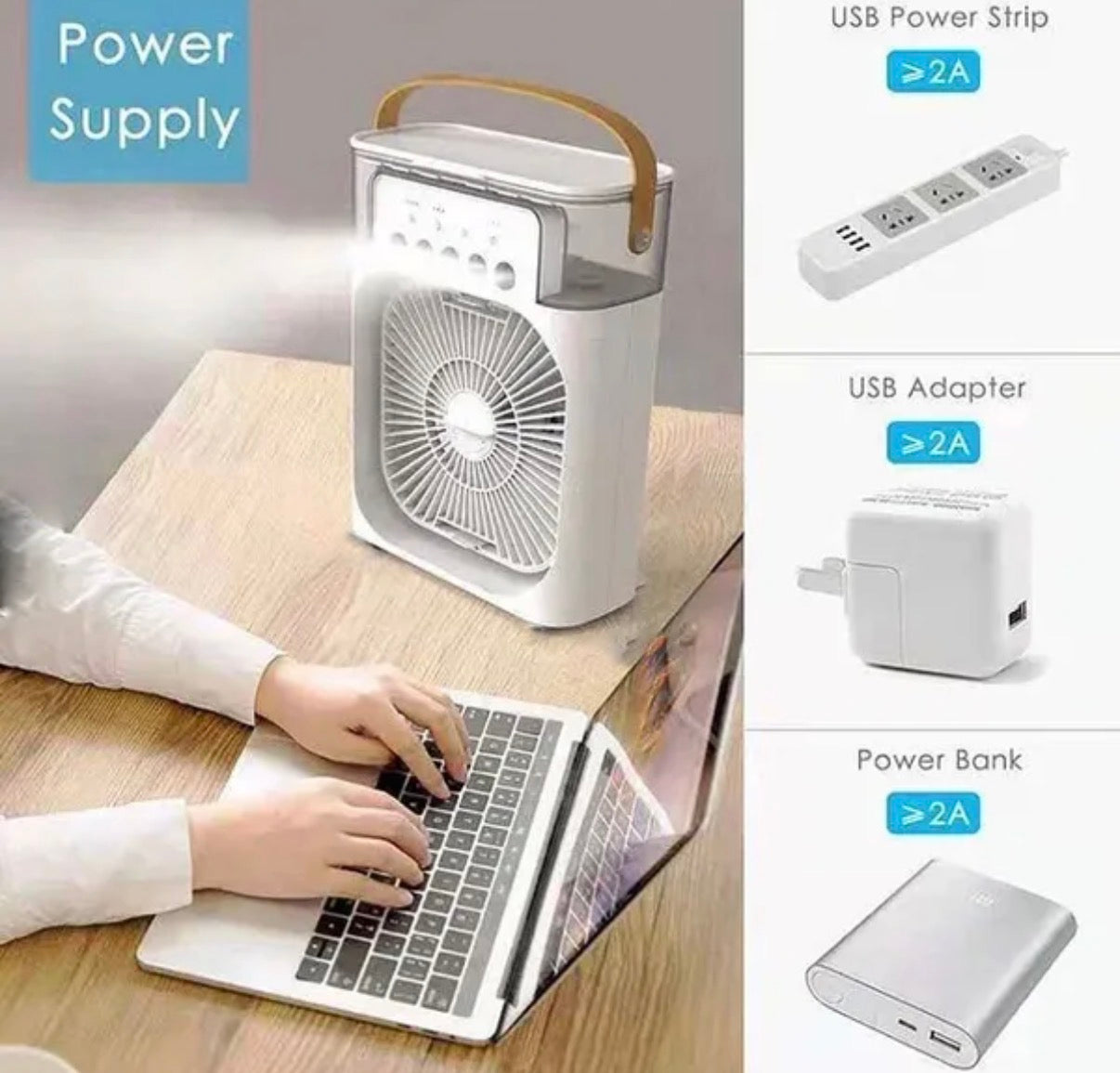3 en 1 nouveau ventilateur climatiseur ménage petit refroidisseur d'air LED veilleuse Portable humidificateur d’air