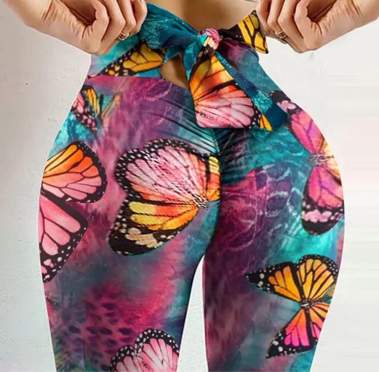 Lega de yoga à imprimé papillon pour femmes de taille plus avec support de hanche imprimé léopard