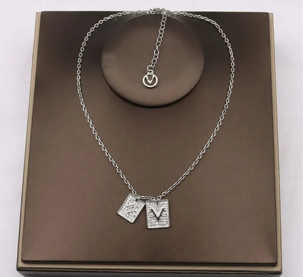 Designer Marque Double Letter Colliers Ball Pendant Chain