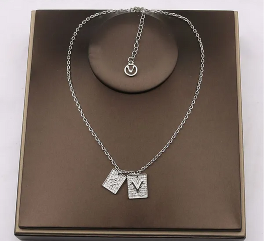 Designer Marque Double Letter Colliers Ball Pendant Chain