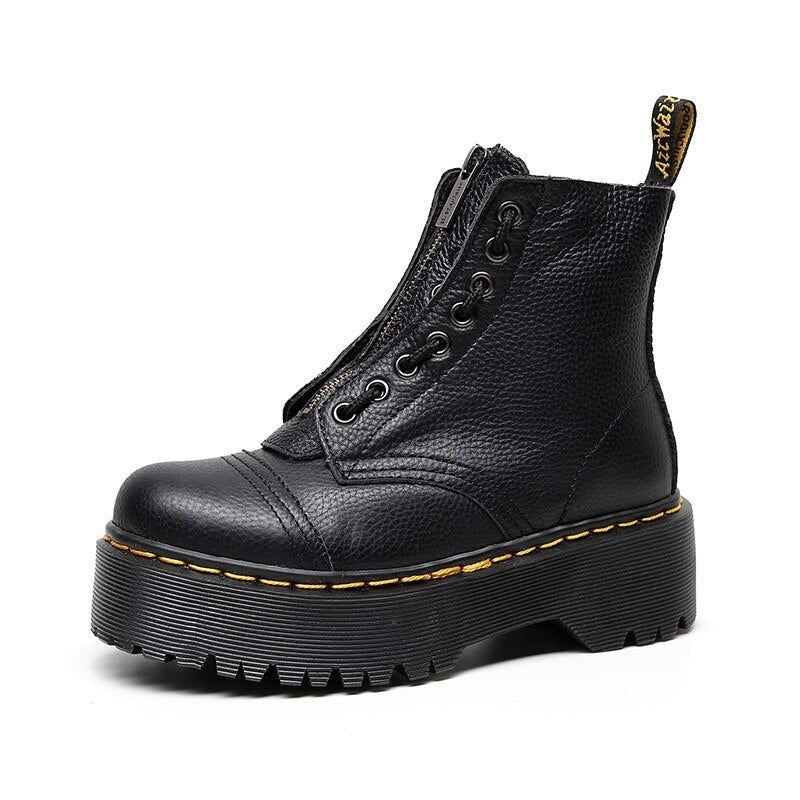 Bottines plateforme zippées noires style urbain 🖤