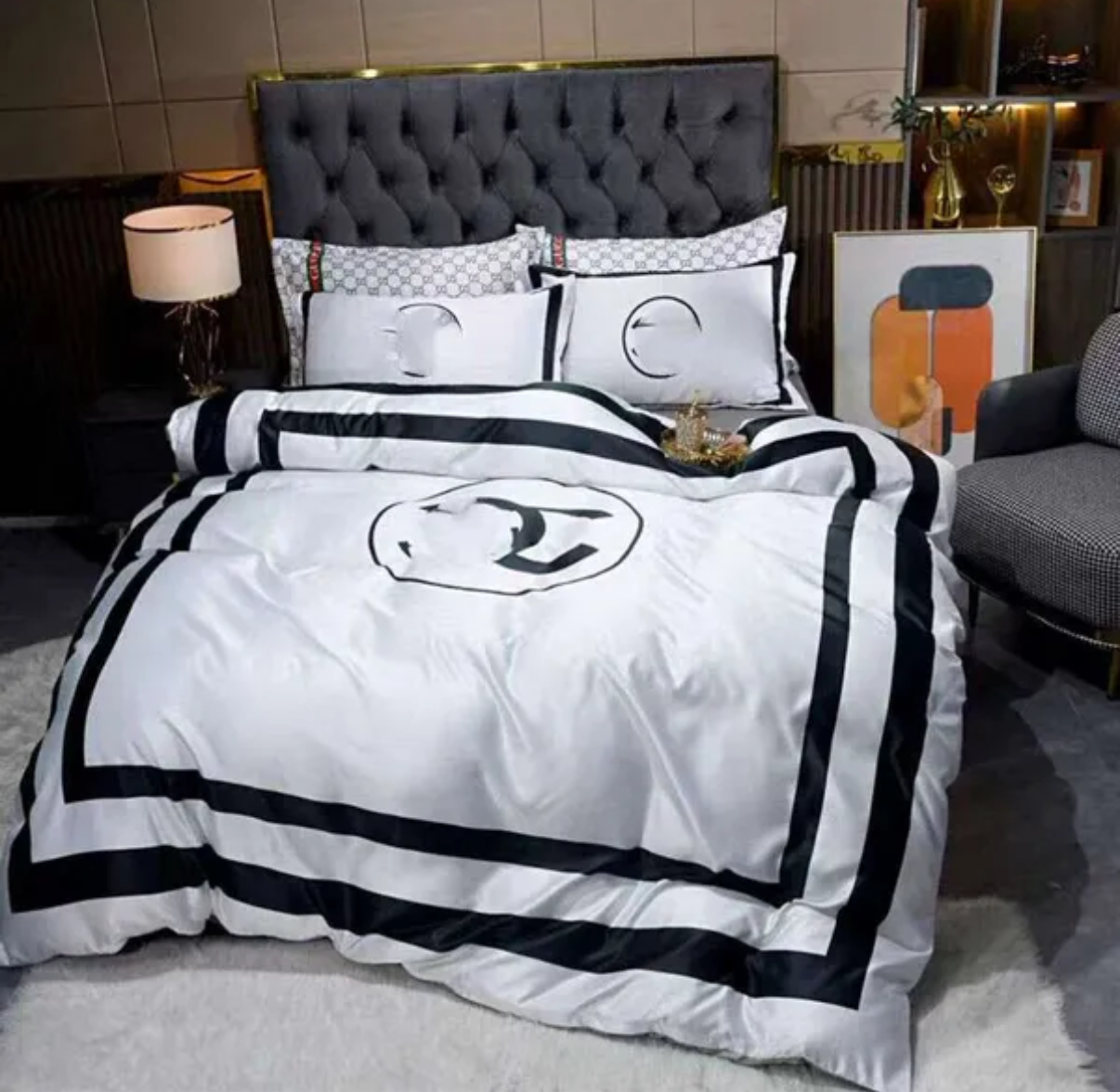 Designer parure de lit luxe ensemble quatre pièces  coton lavé trois pièces housse couette drap