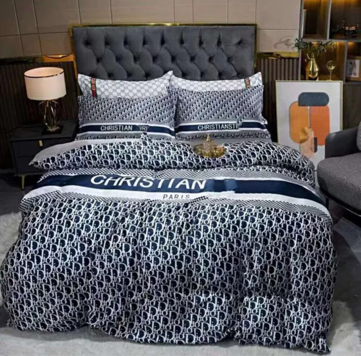 Designer parure de lit luxe ensemble quatre pièces  coton lavé trois pièces housse couette drap