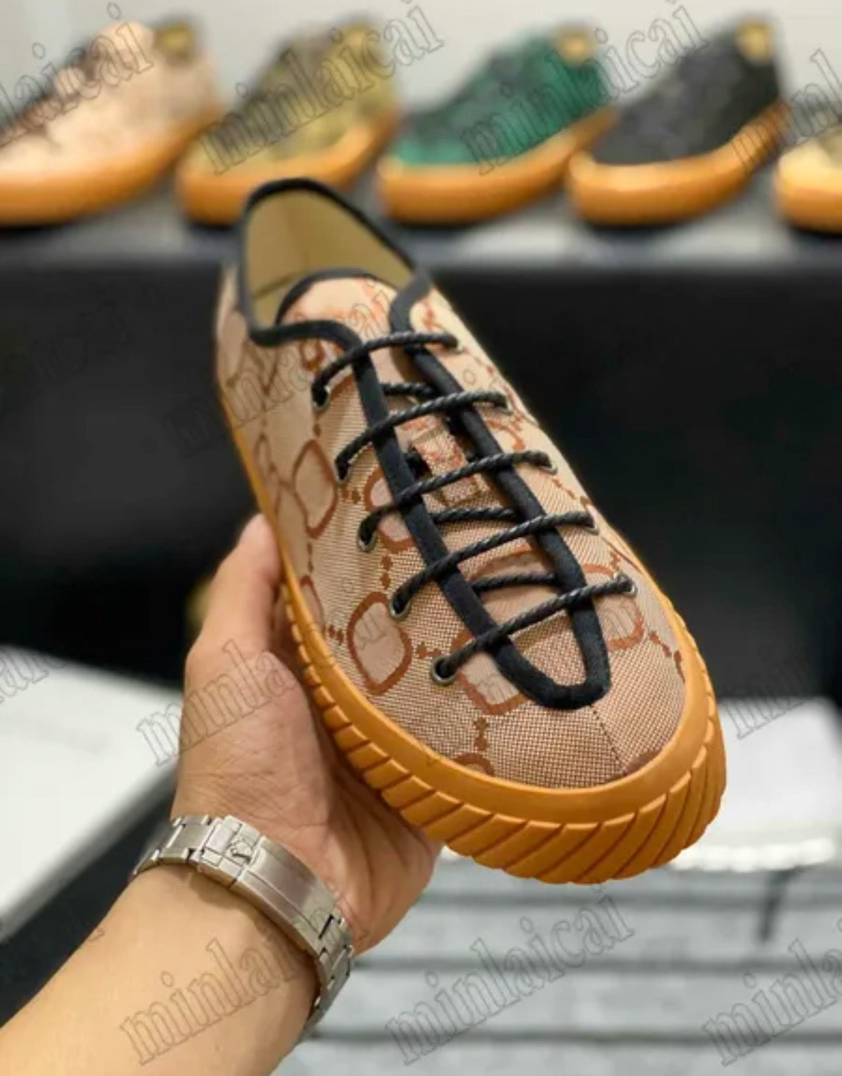 Baskets basses tendance imprimé monogramme – semelle gomme antidérapante unisexe