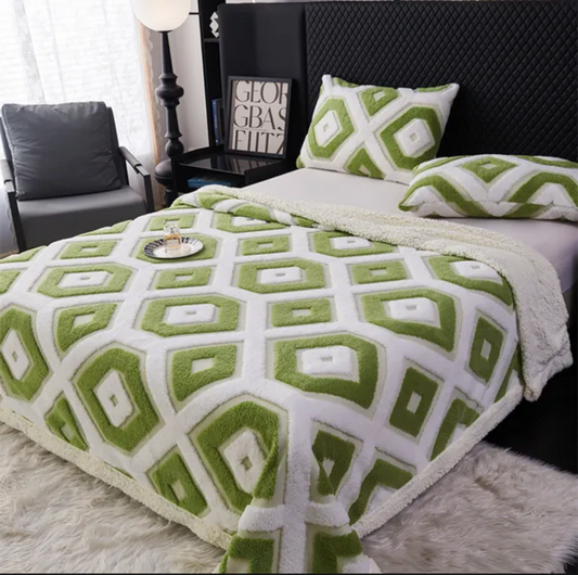 Plaid en laine d'agneau double face, jacquard Tafu épais, couverture chaude