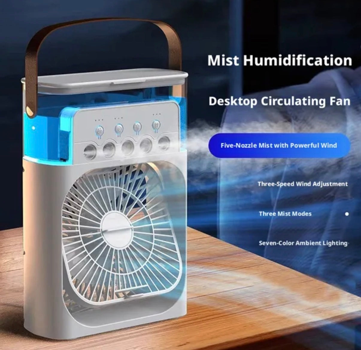 3 en 1 nouveau ventilateur climatiseur ménage petit refroidisseur d'air LED veilleuse Portable humidificateur d’air