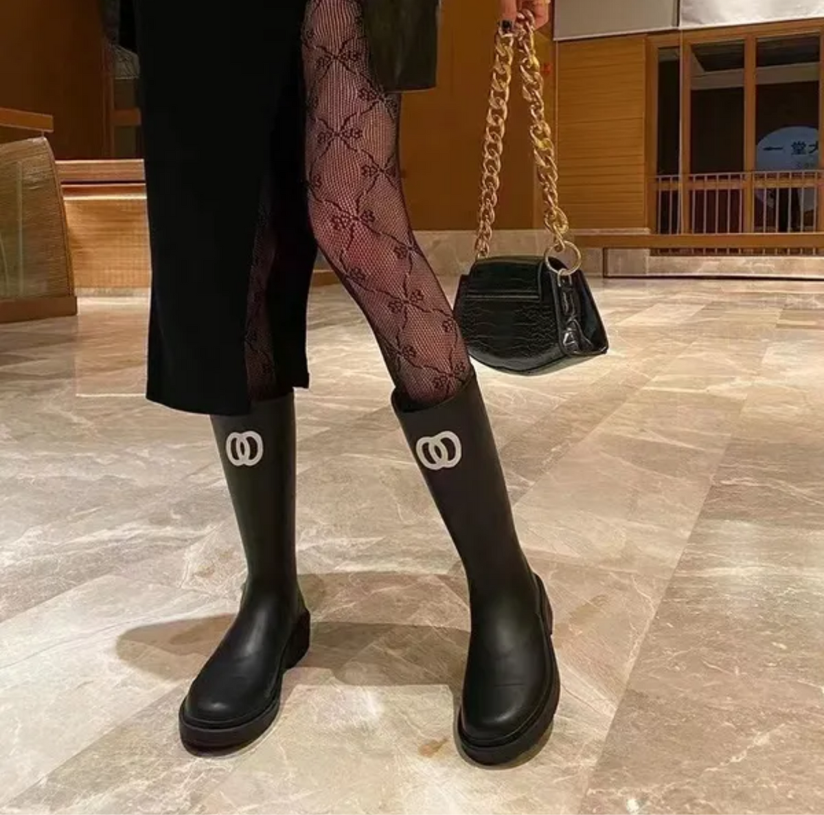 des bottes de pluie féminine talon épais semelle épaisse