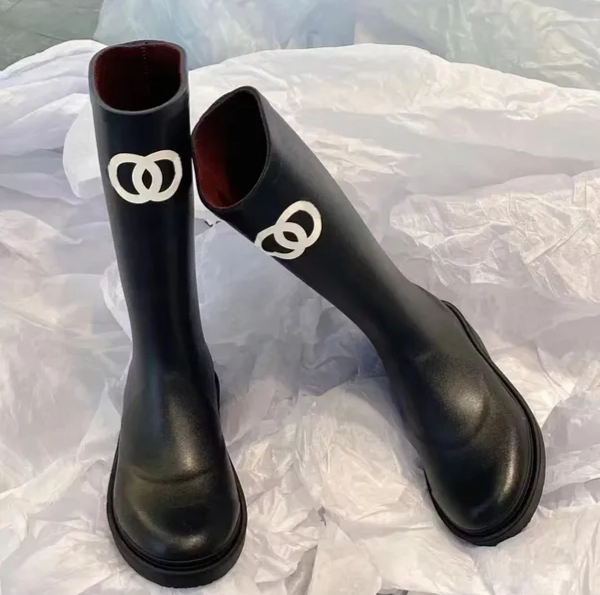 des bottes de pluie féminine talon épais semelle épaisse
