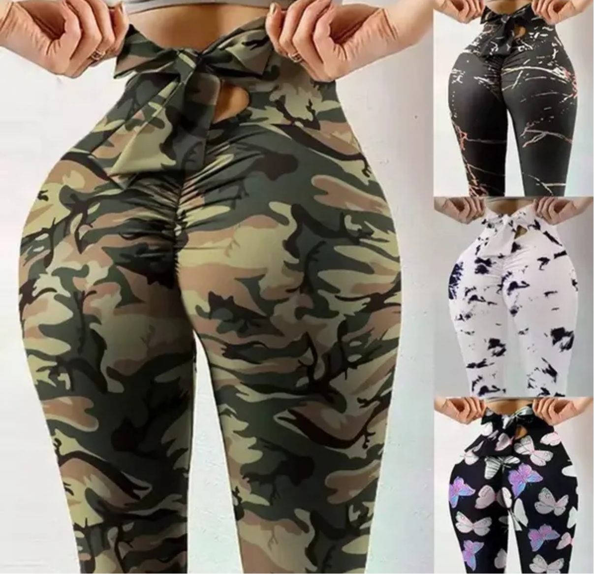 Lega de yoga à imprimé papillon pour femmes de taille plus avec support de hanche imprimé léopard