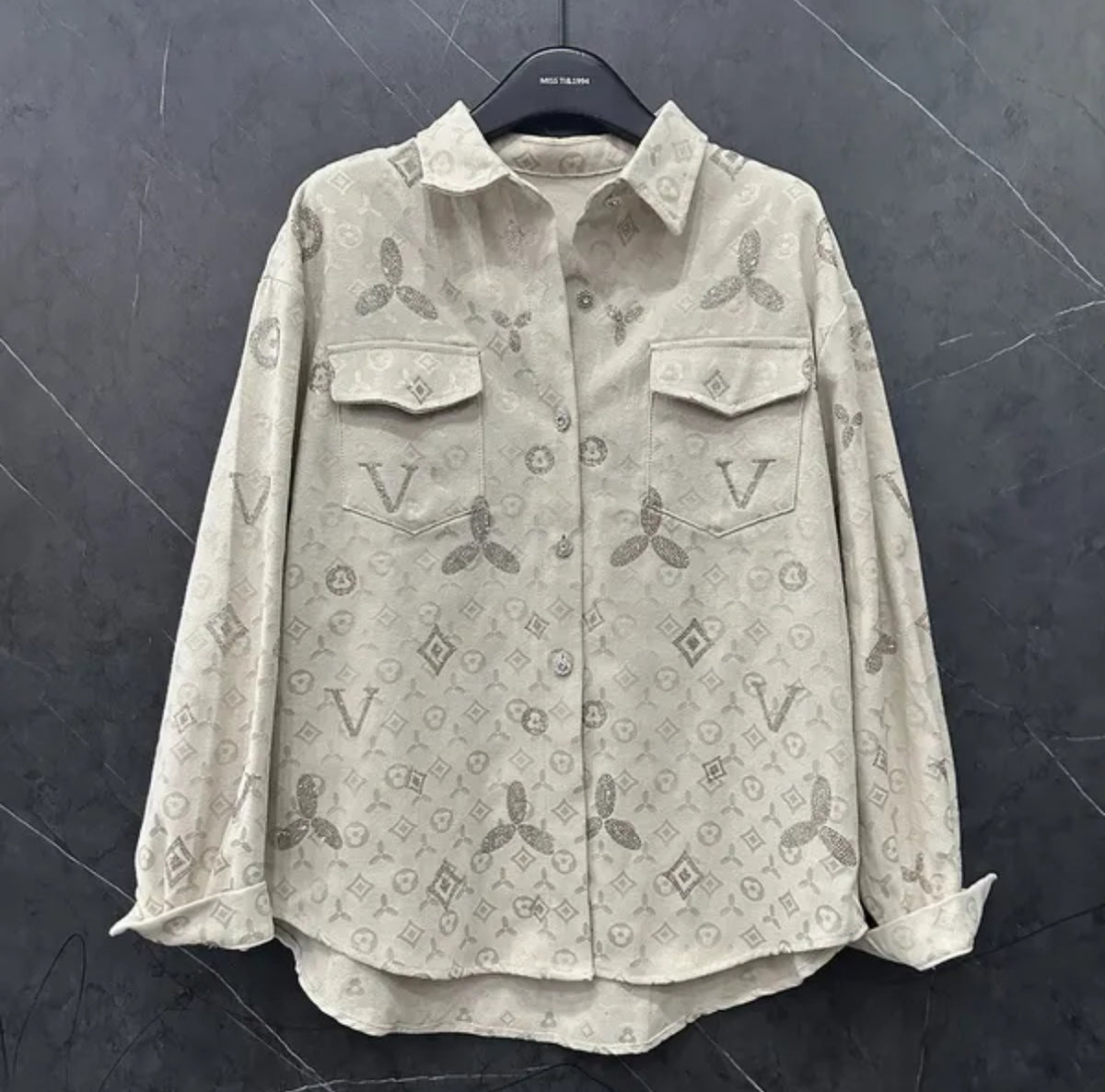 Spring All-Match Loose Cardigans Coat Full
Diamonds Forage Forage Denim Blans Streetwear Long