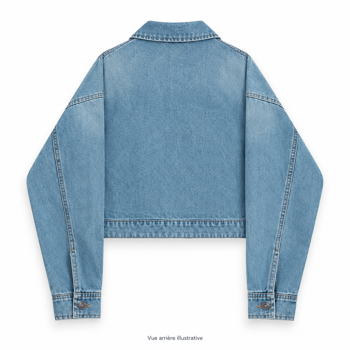 Veste courte en jean bleu délavé – Coupe ample et fermeture zippée