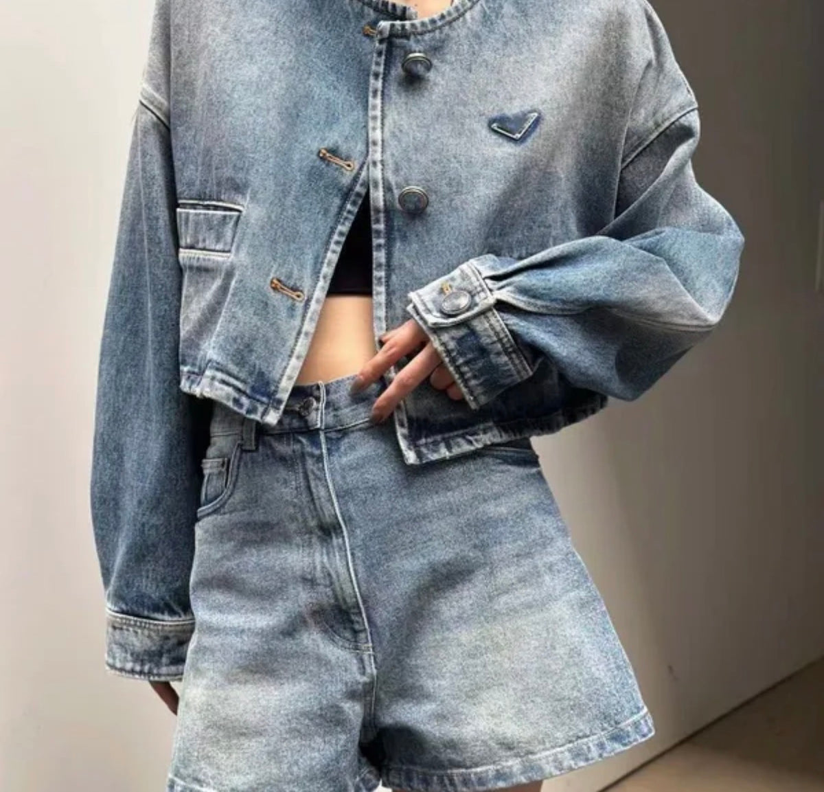 Veste courte en jean Coupe ample